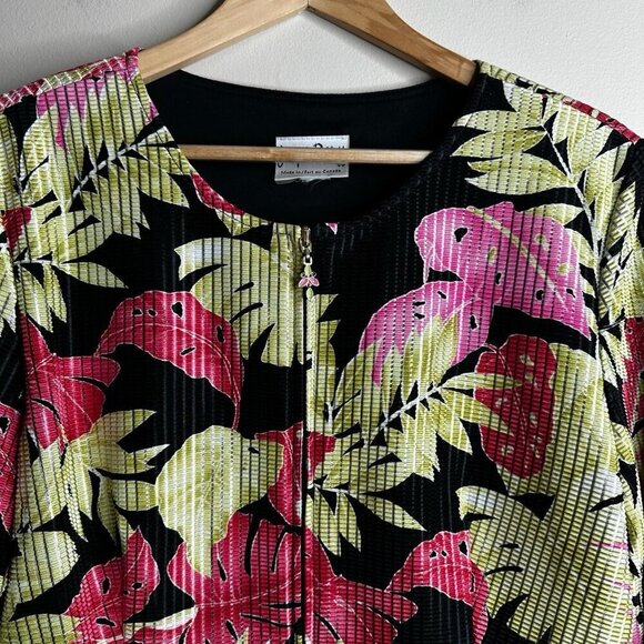 JOSEPH RIBKOFF Jacket Womens Size L Colorful Floral Full Zip Tropical Resortwear - Picture 2 of 14